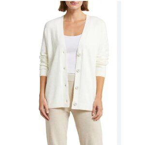 Barefoot Dreams S Small CozyChic Lite V Back Neck Ivory Cardigan Sweater